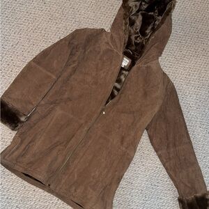 St. John's Bay Tan Suede Jacket with Faux Fur